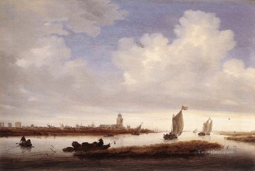  Seen Painting - View of Deventer Seen from the North West boat seascape Salomon van Ruysdael